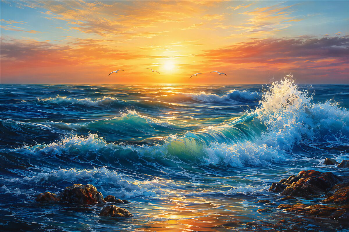 Papier peint vagues sur la mer