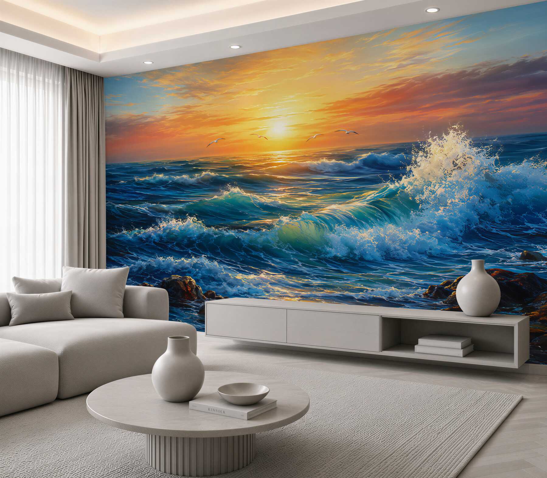 Papier peint vagues sur la mer