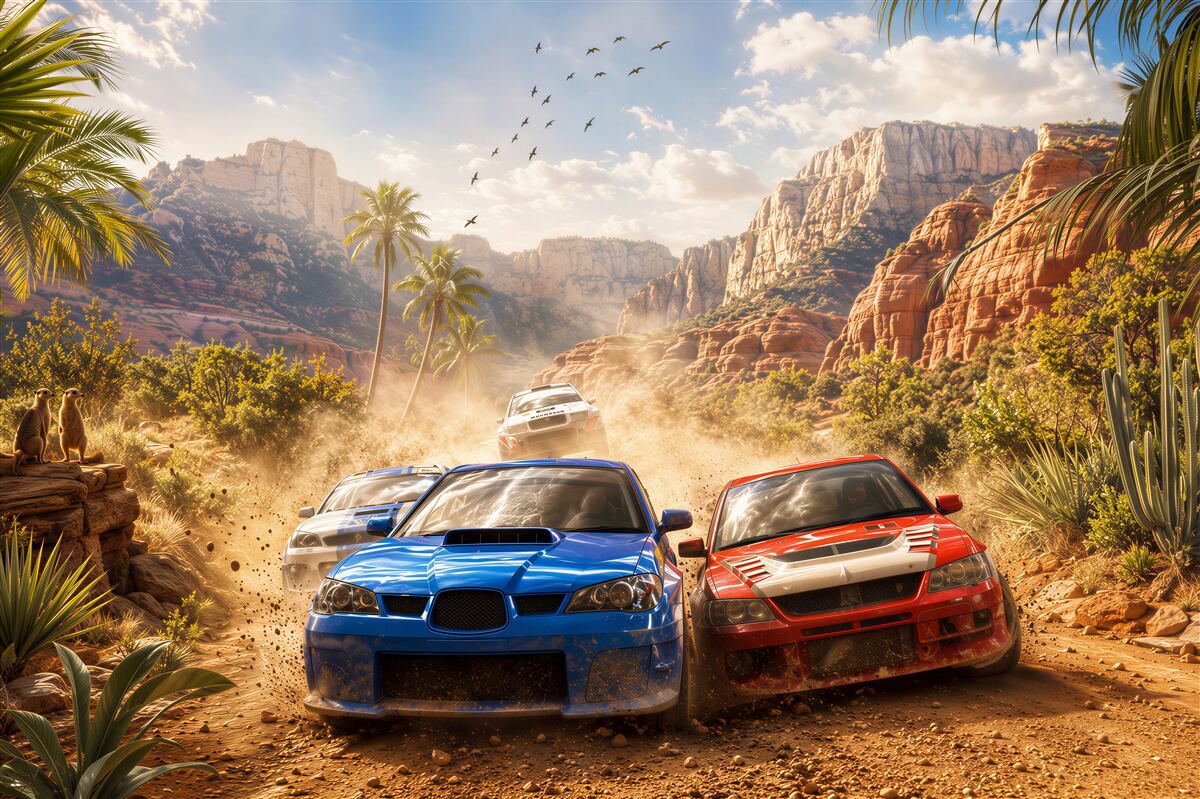 Papier peint Rallye dans le désert