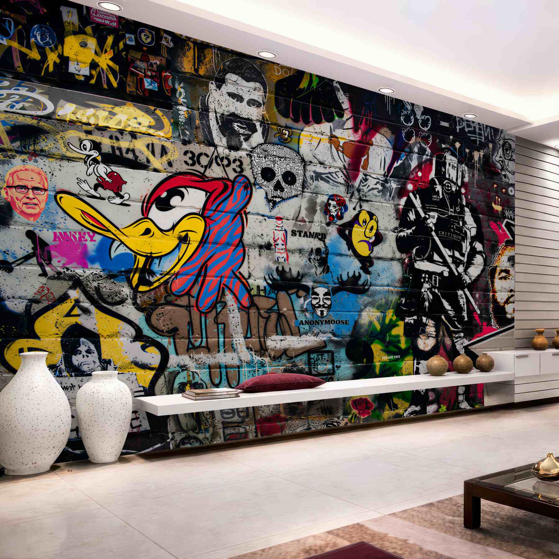 Papier peint Mur recouvert de graffiti