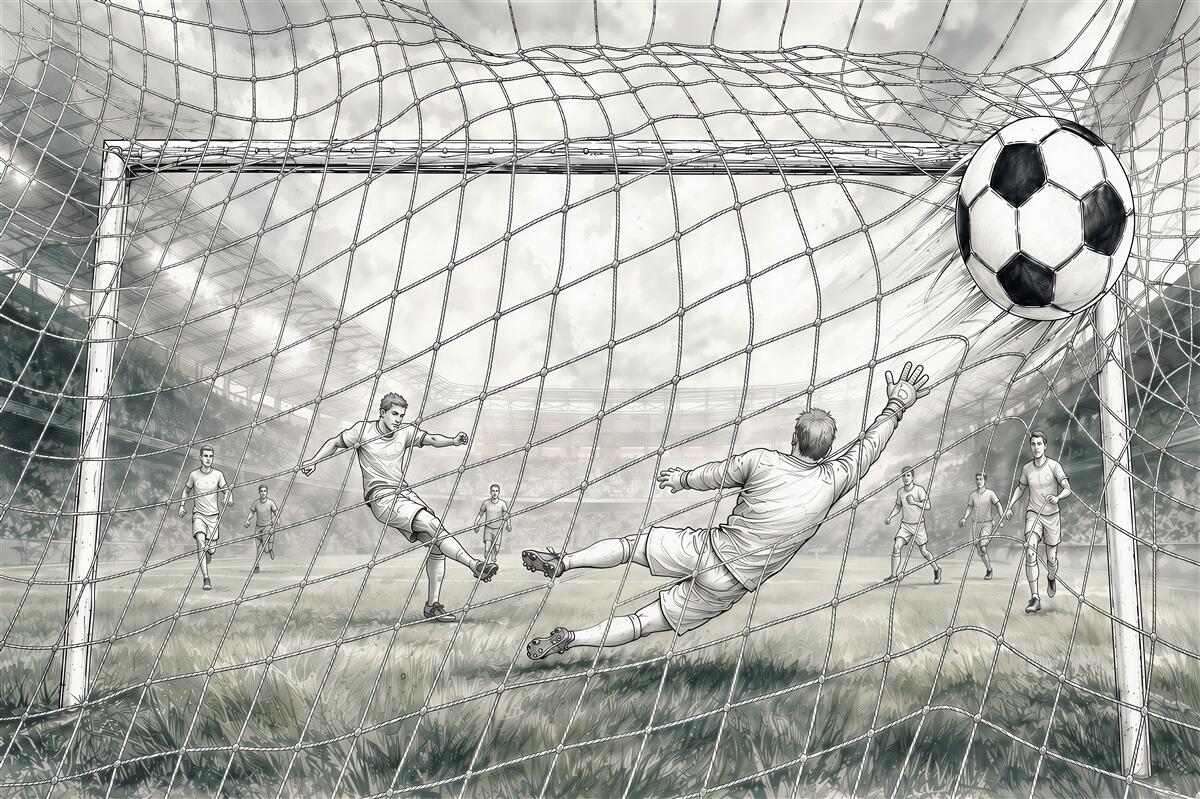 Papier peint Silhouettes de joueurs sur le terrain de football