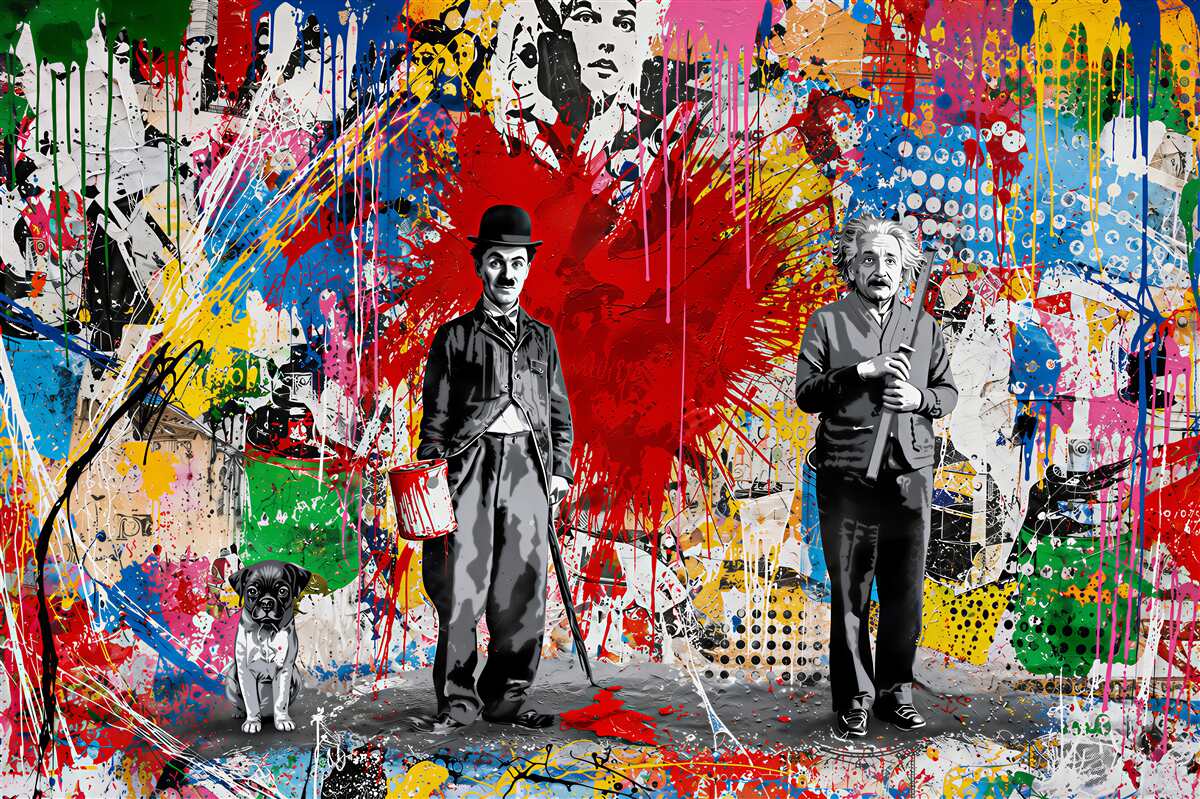 Papier peint Charlie Chaplin et Einstein
