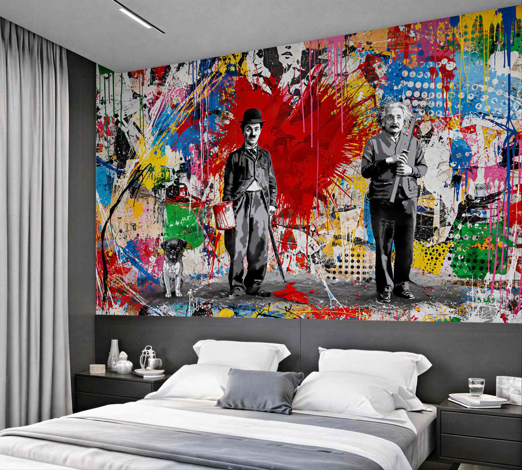 Papier peint Charlie Chaplin et Einstein