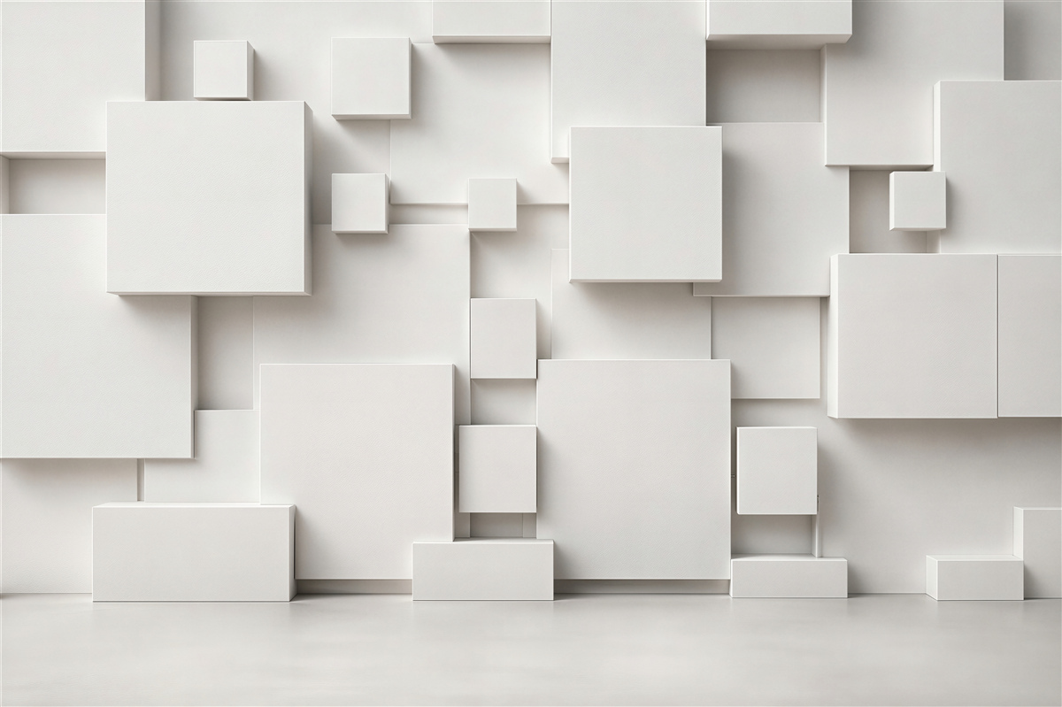 Papier peint carrés blancs volumétriques