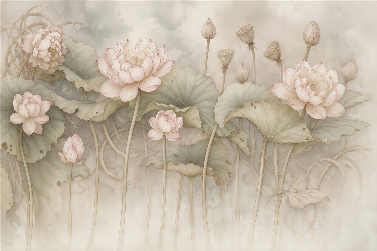 Papier peint Fleurs extraordinaires dessinées