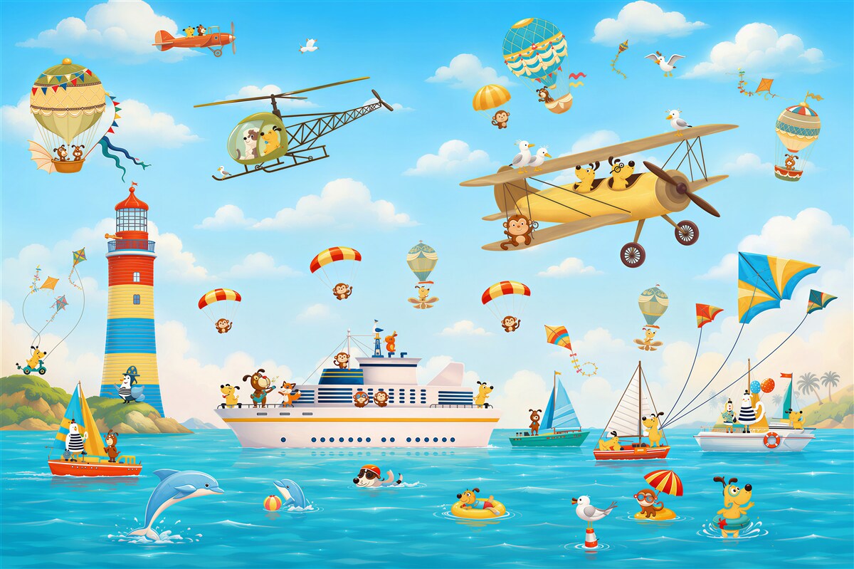 Papier peint transports volants et flottants divers