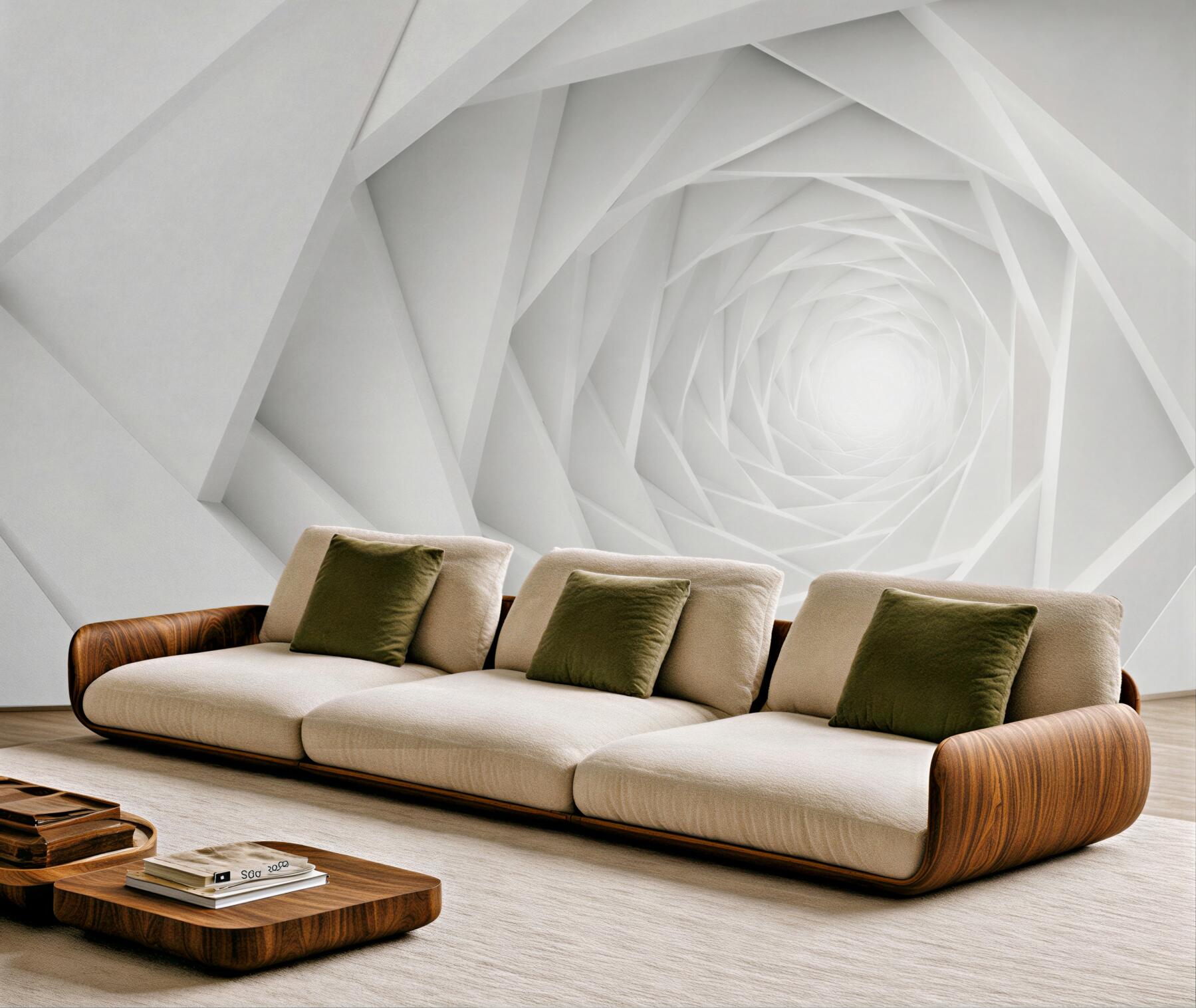 Papier peint Tunnel blanc en rotation