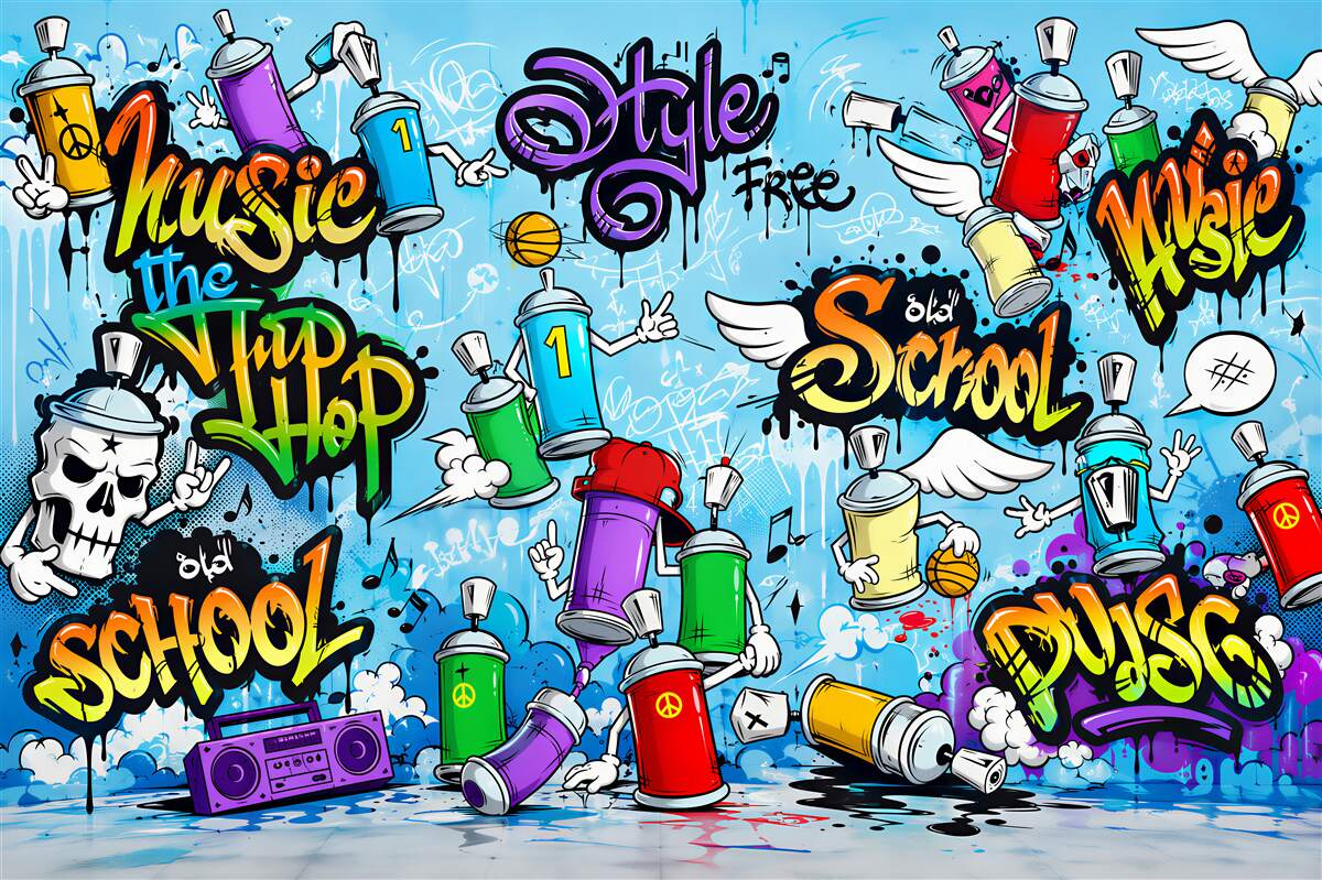 Papier peint graffiti de toutes les couleurs