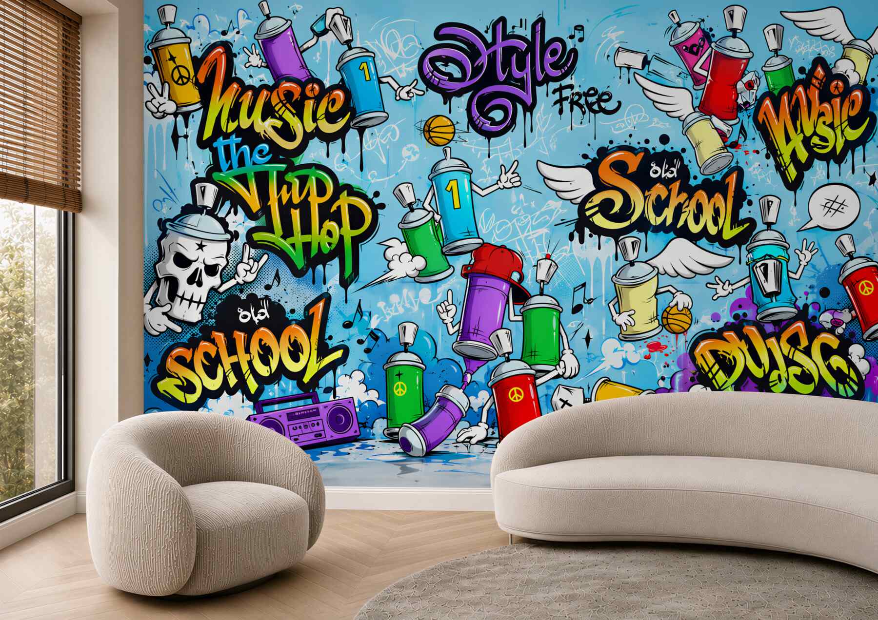 Papier peint graffiti de toutes les couleurs