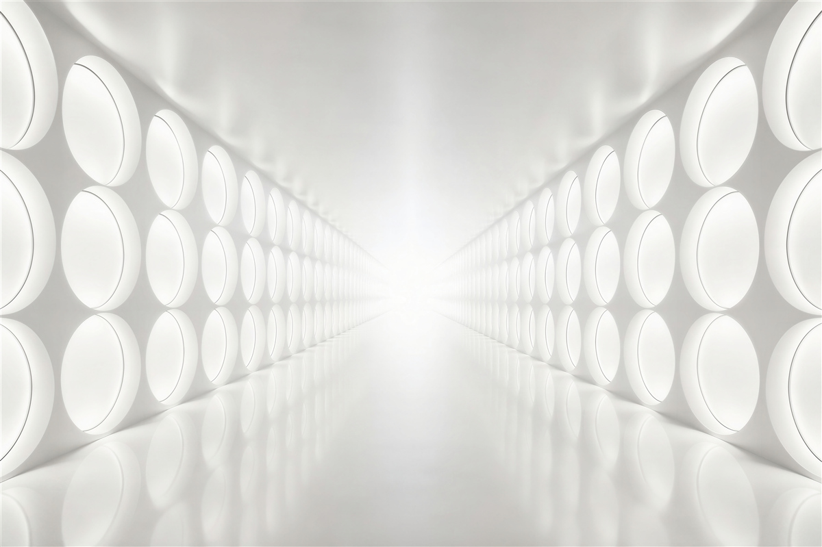 Papier peint Tunnel blanc avec lumière au bout
