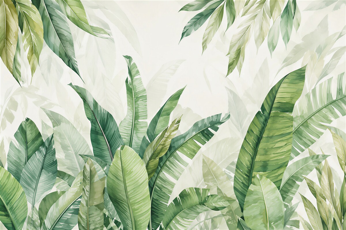 Papier peint Feuilles vertes tropicales