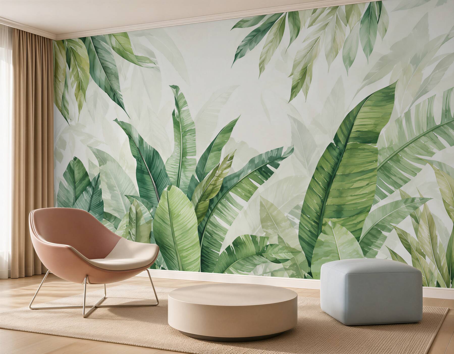 Papier peint Feuilles vertes tropicales
