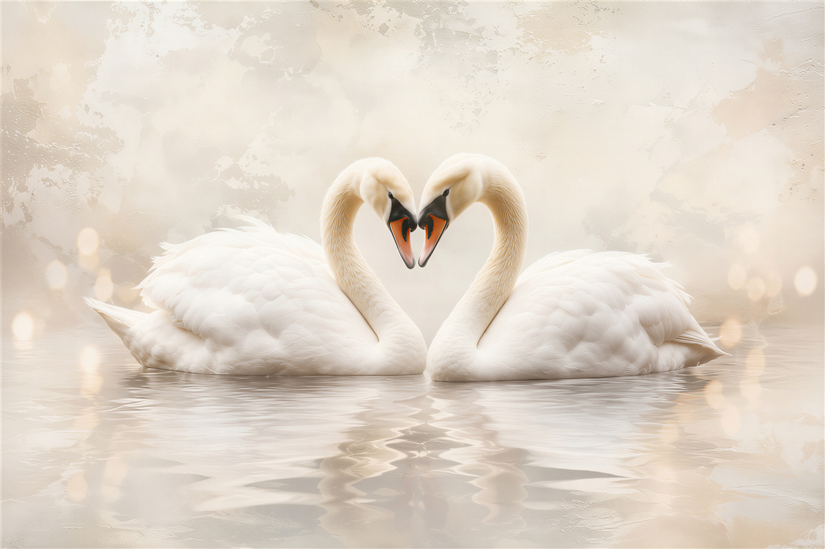 Papier peint Deux cygnes blancs