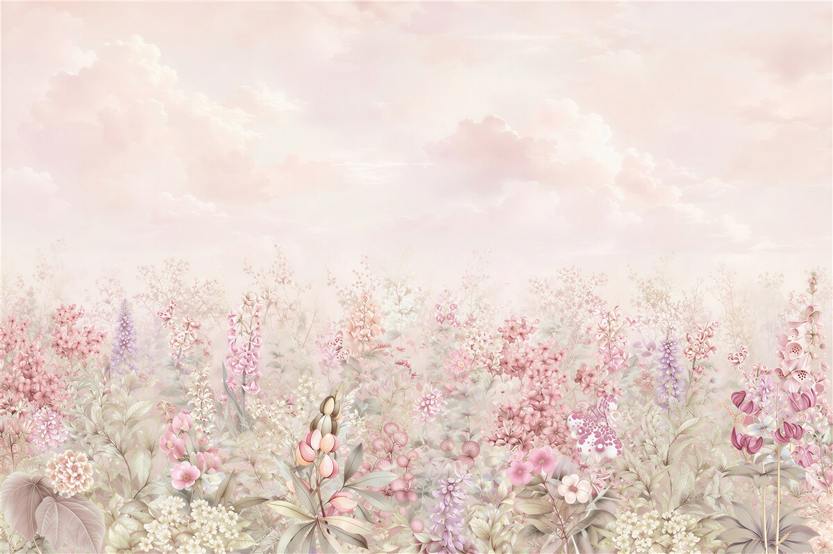 Papier peint champ de fleurs