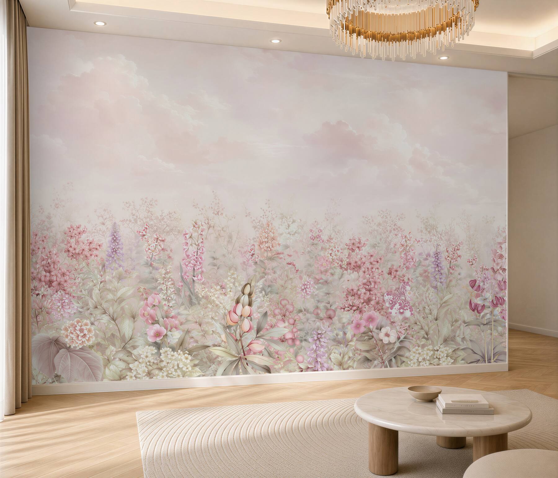 Papier peint champ de fleurs