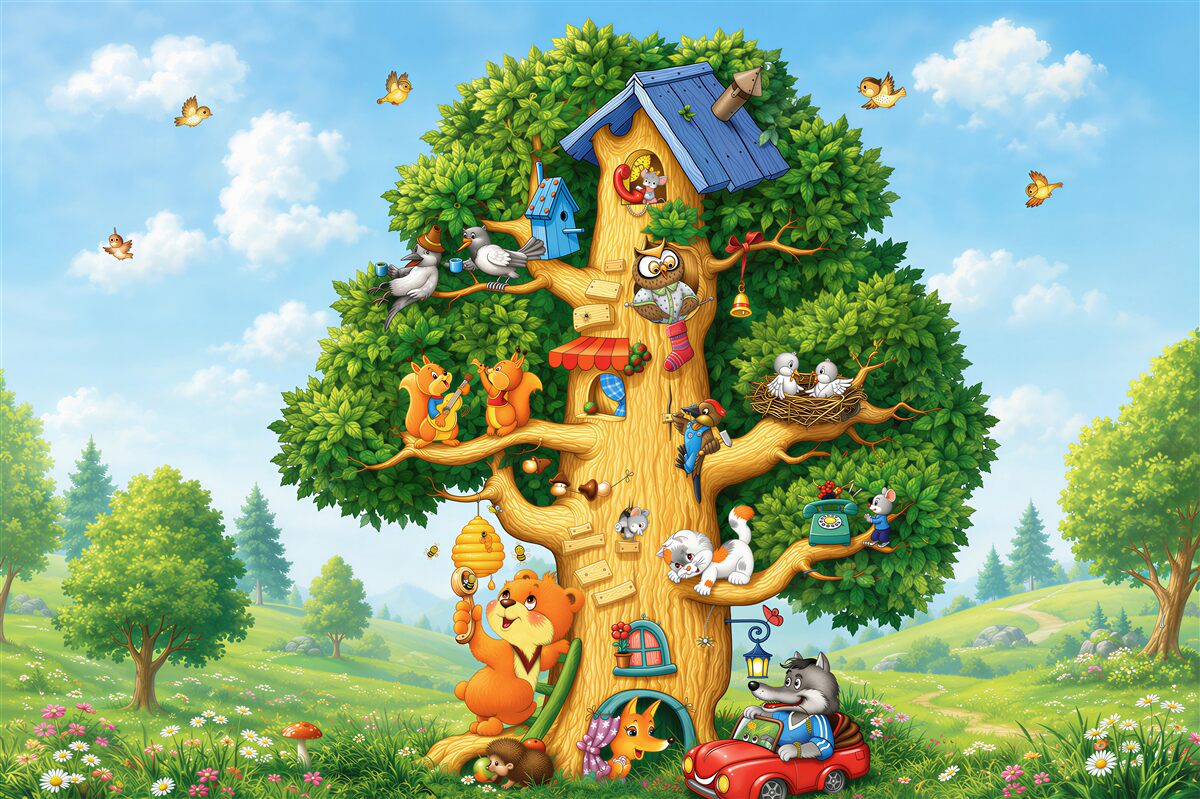 Papier peint maison pour tous les habitants de la forêt