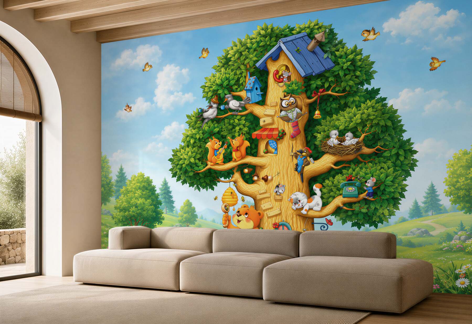 Papier peint maison pour tous les habitants de la forêt