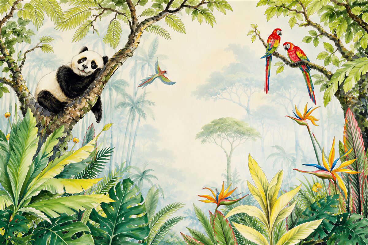 Papier peint Panda se repose sur un arbre