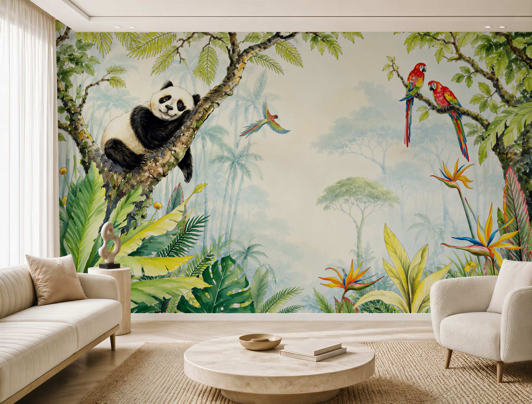 Papier peint Panda se repose sur un arbre