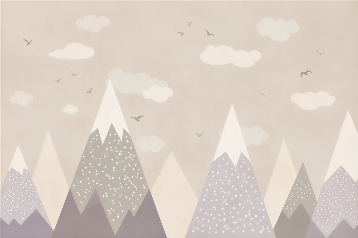 Papier peint Sommets enneigés et oiseaux