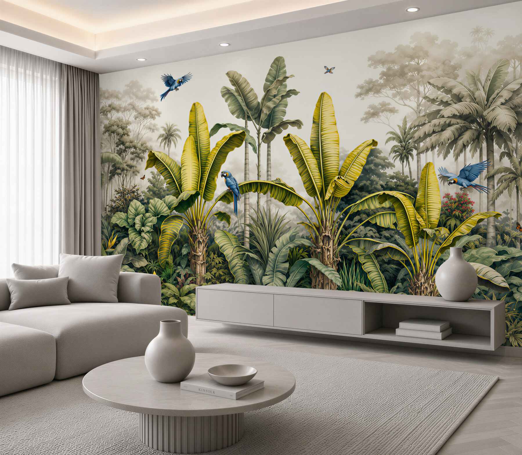 Papier peint Grandes palmiers et autres plantes tropicales