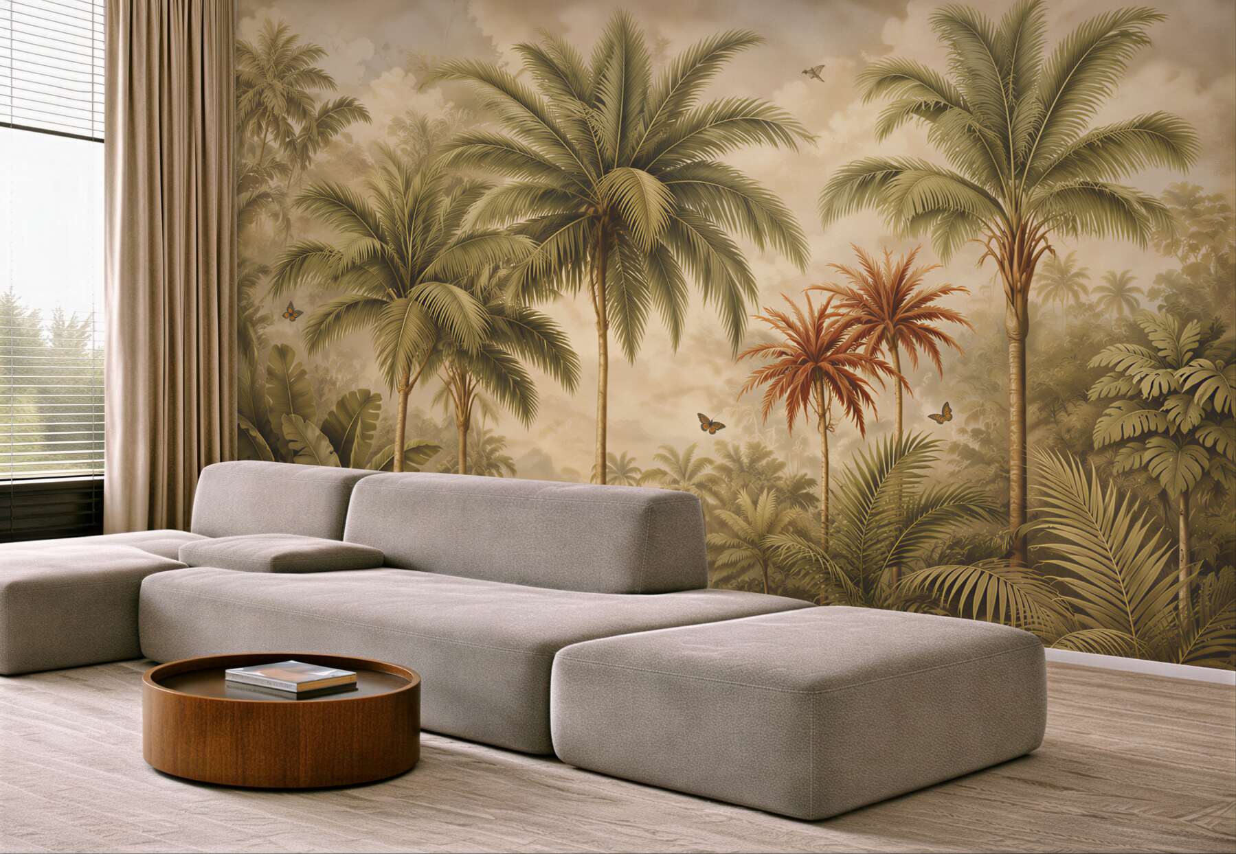 Papier peint Palmiers tropicaux sous la pluie