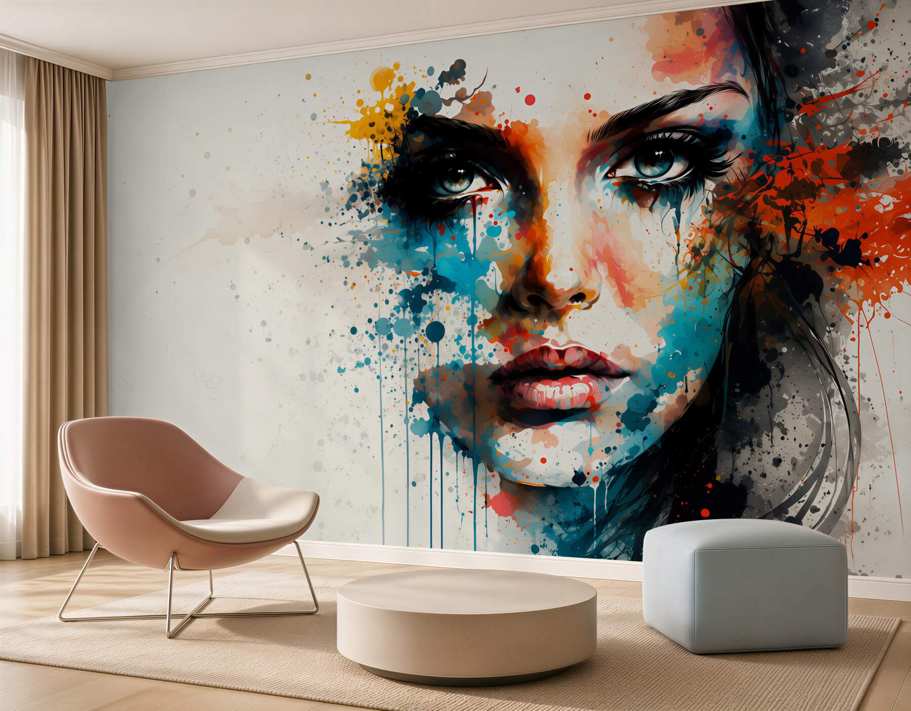 Papier peint Fille aux couleurs vives