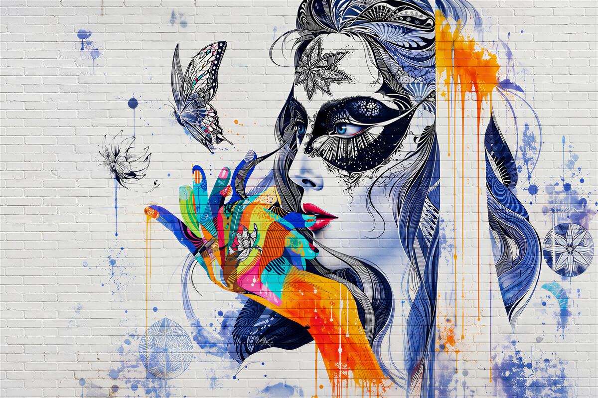 Papier peint Image abstraite d'une fille masquée