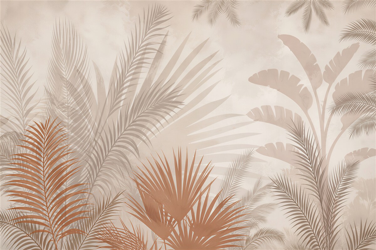 Papier peint Feuilles tropicales et fougère