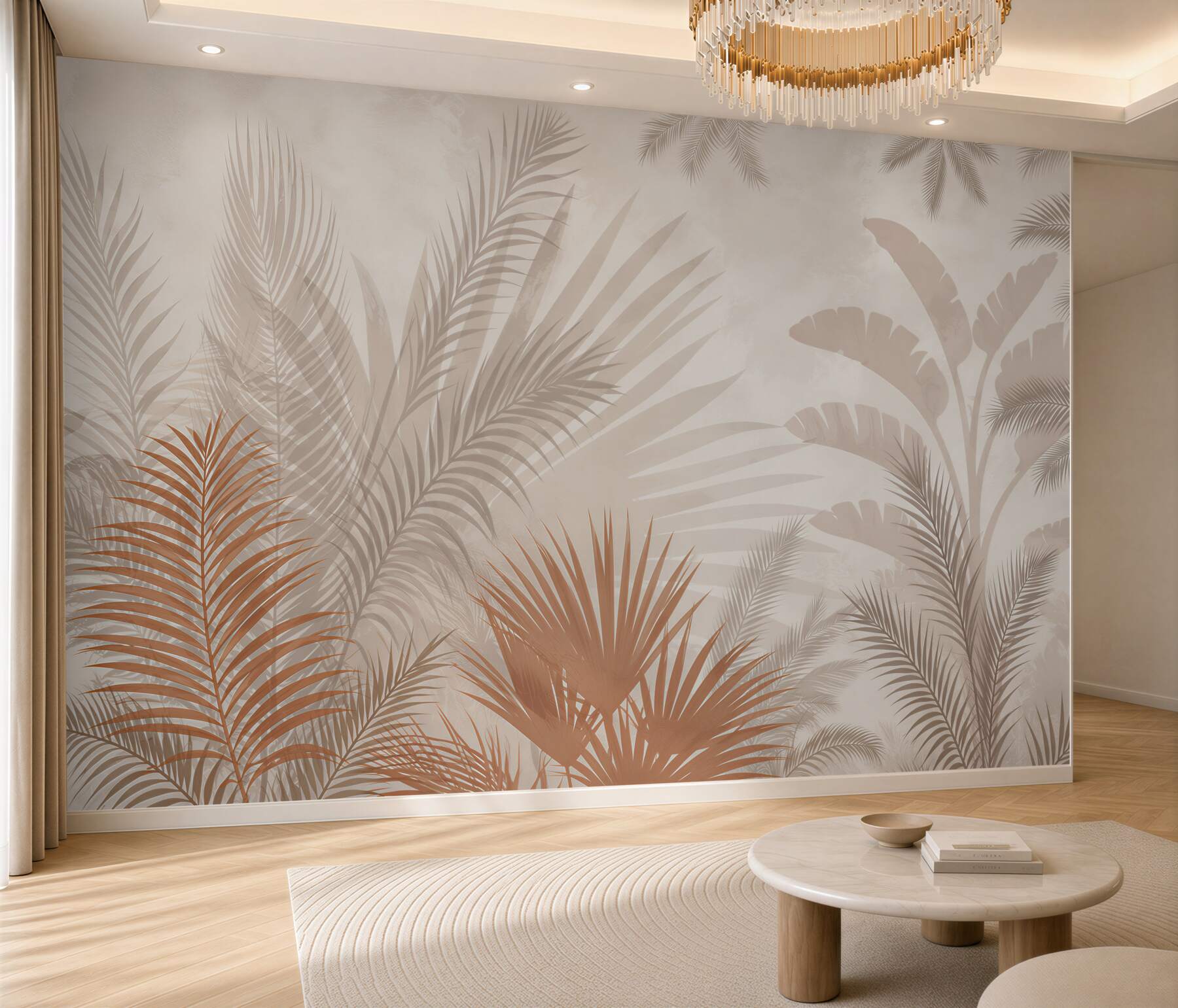 Papier peint Feuilles tropicales et fougère
