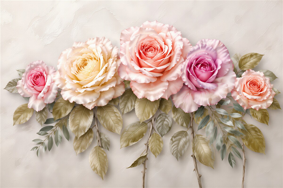 Papier peint Composition de belles roses