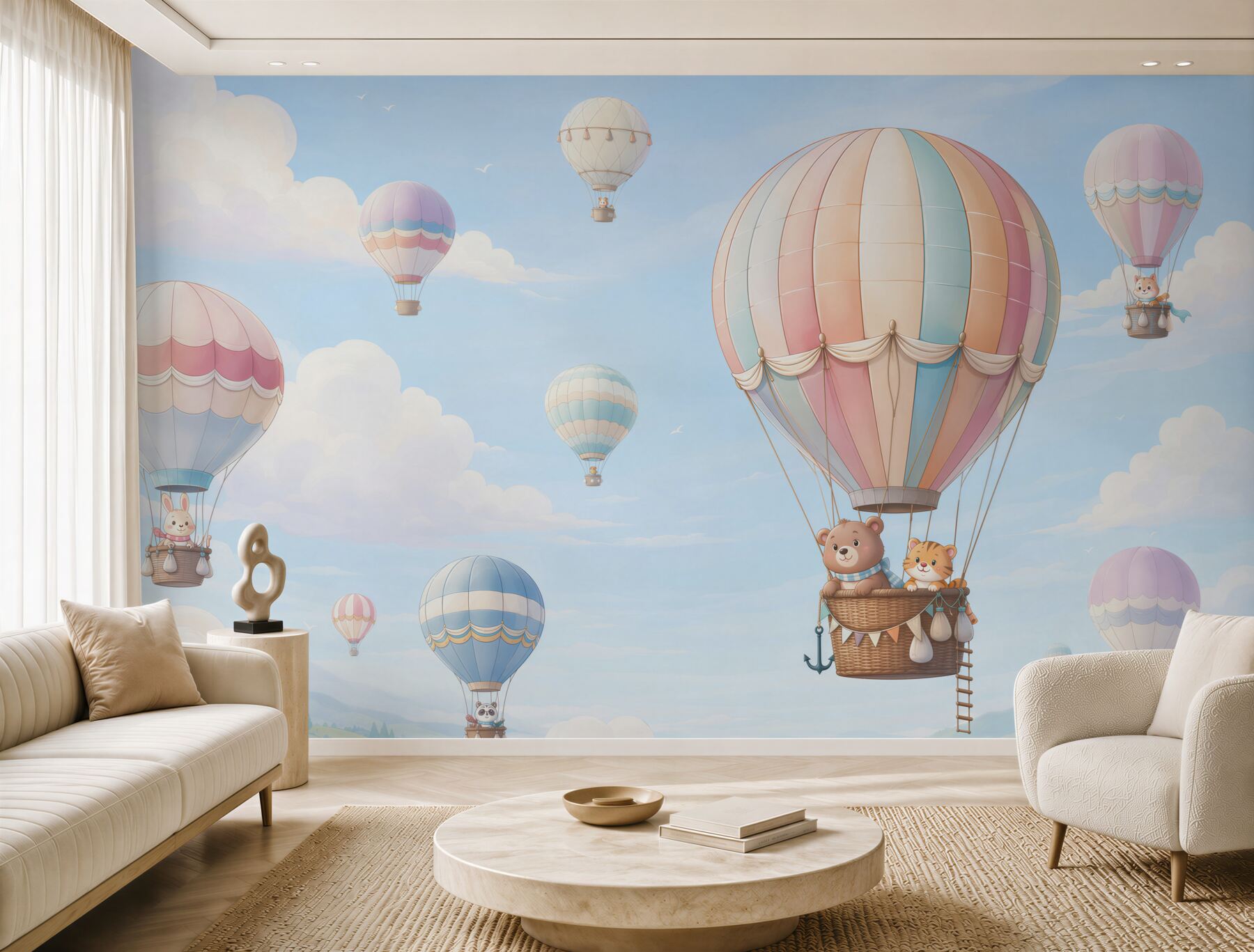 Papier peint Ballons avec des animaux flottants