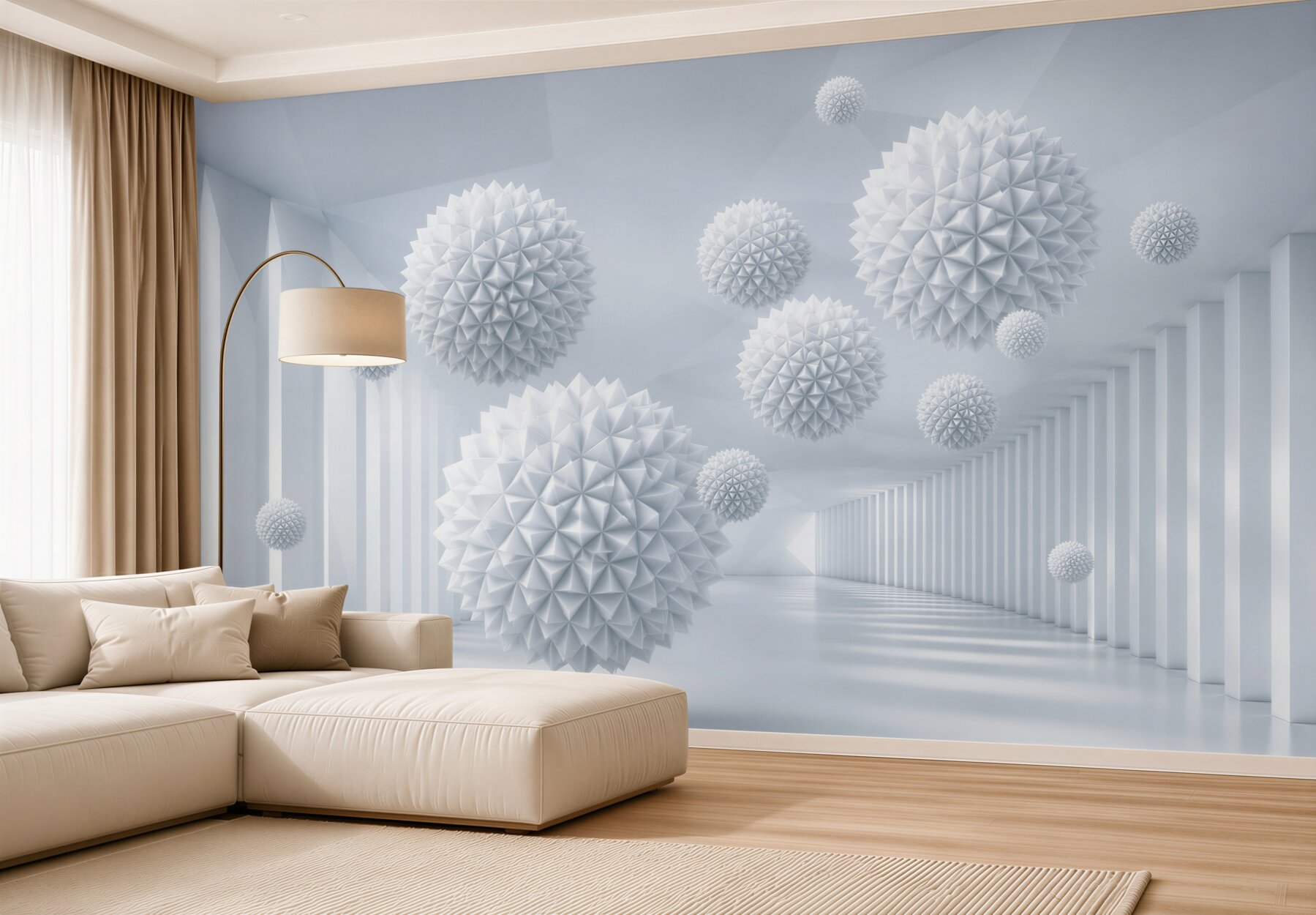 Papier peint Boules flottantes pointues 3D