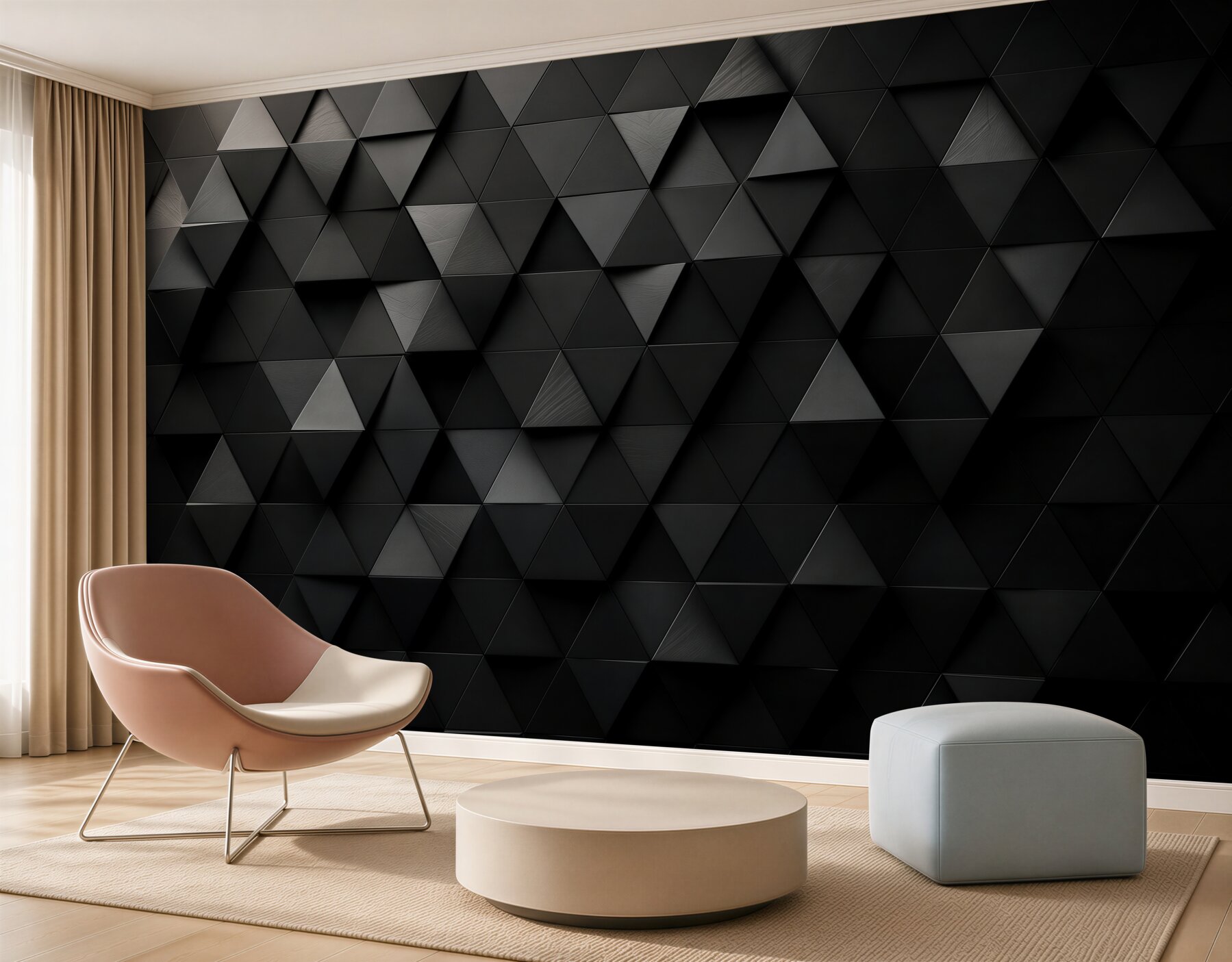 Papier peint triangles géométriques 3D gris modernes pour bureau