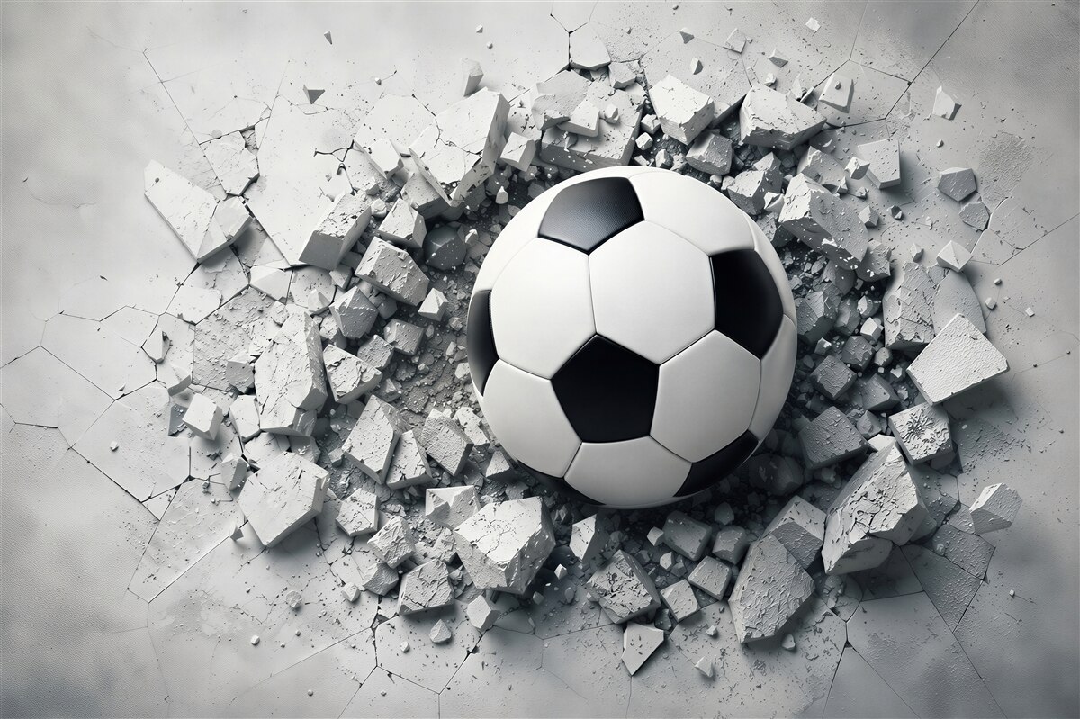 Papier peint ballon de football brisant le mur dynamique 3D