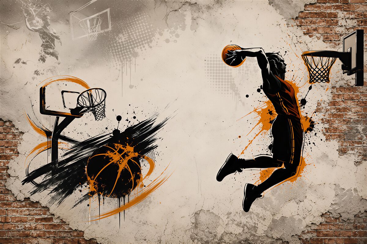 Papier peint basketteur dunk moderne sportive