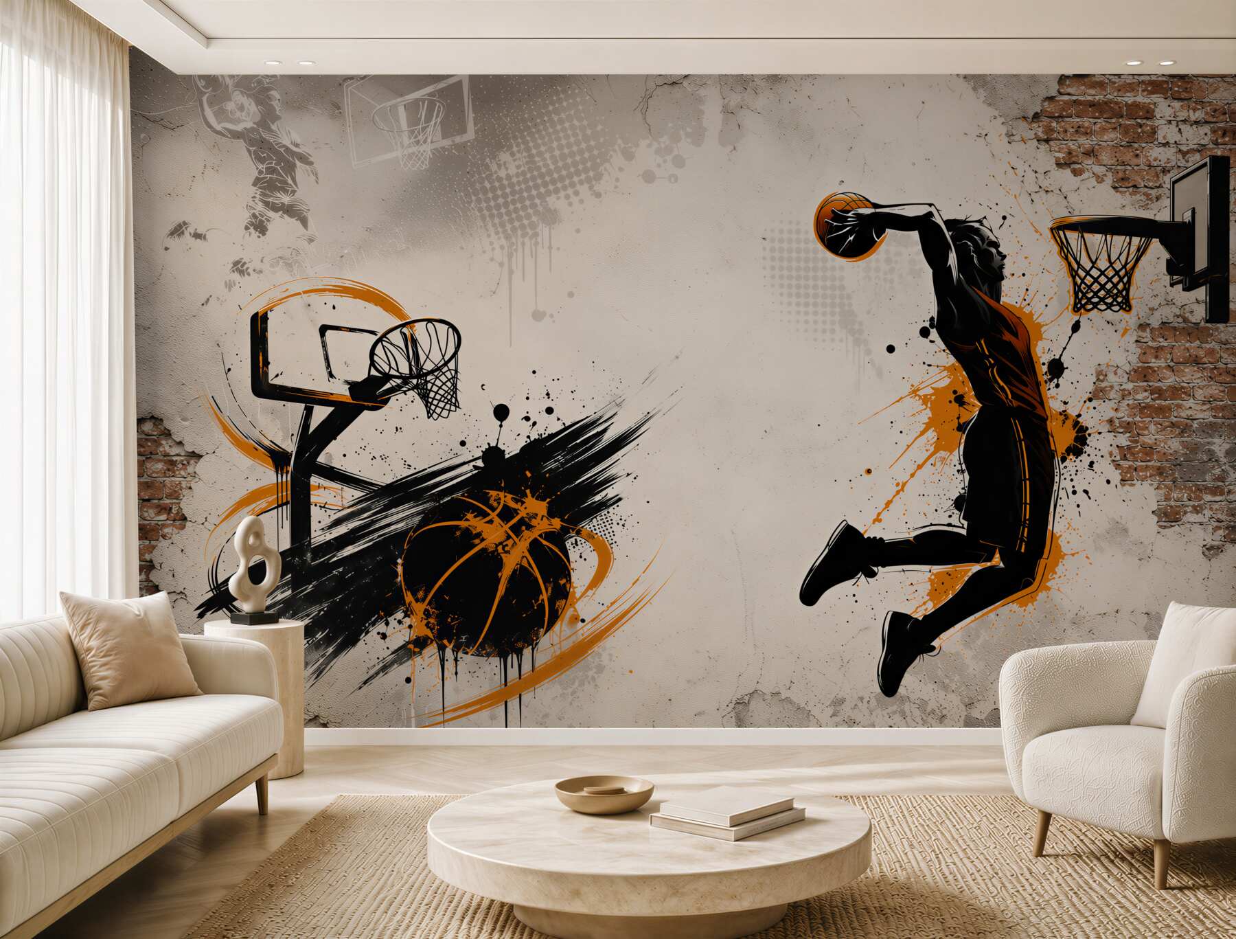 Papier peint basketteur dunk moderne sportive