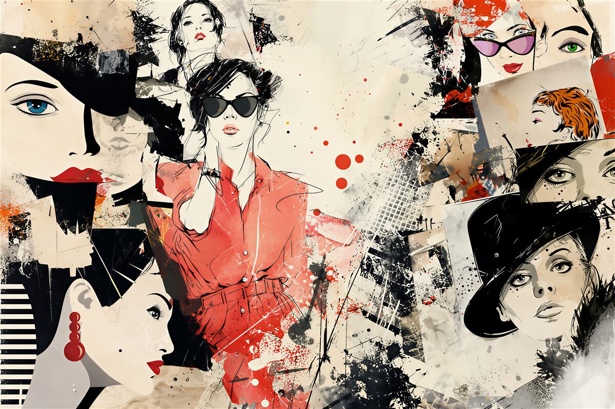 Papier peint femmes à la mode avec lunettes illustration aquarelle fashion