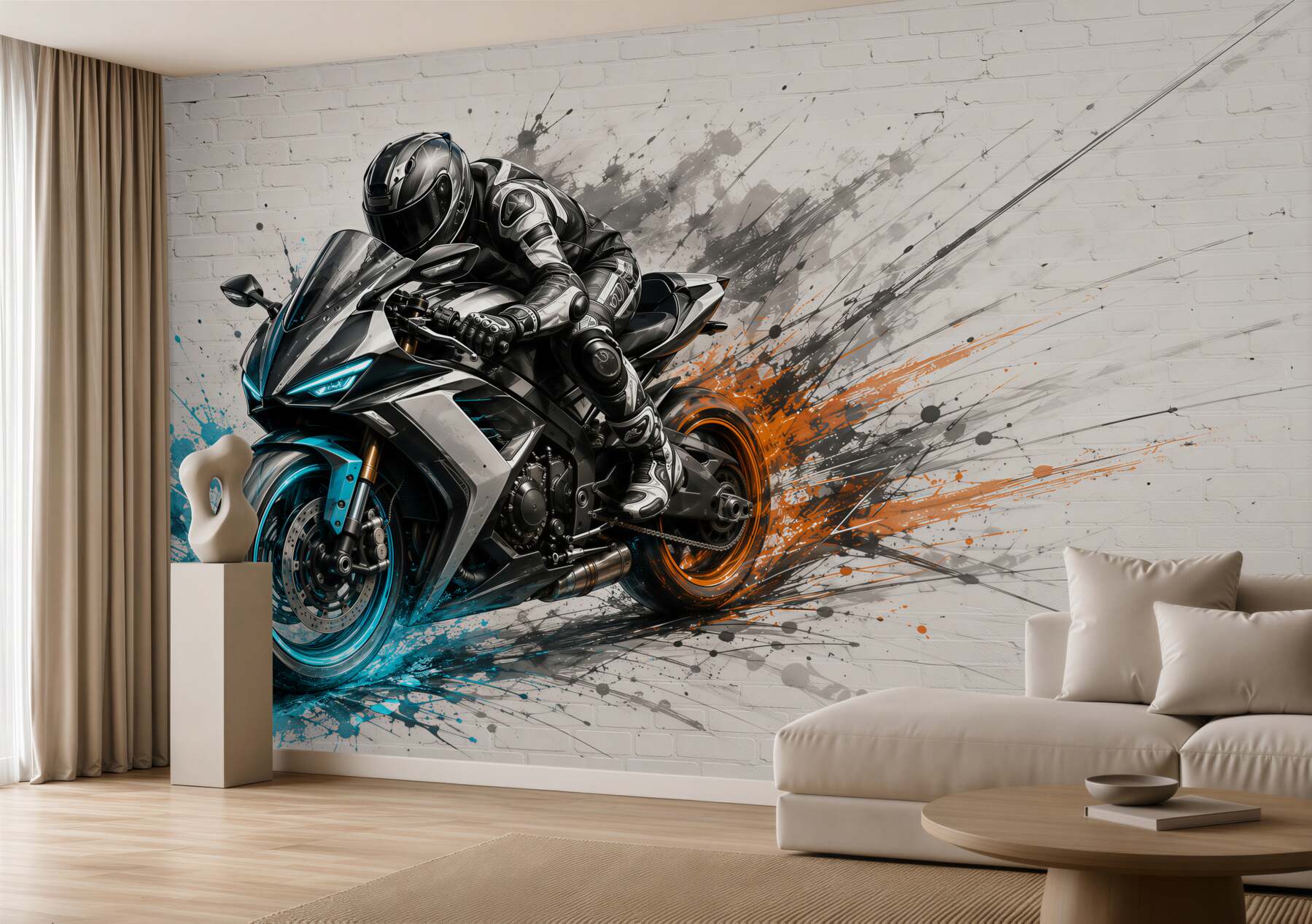 Papier peint moto sport dynamique illustration moderne