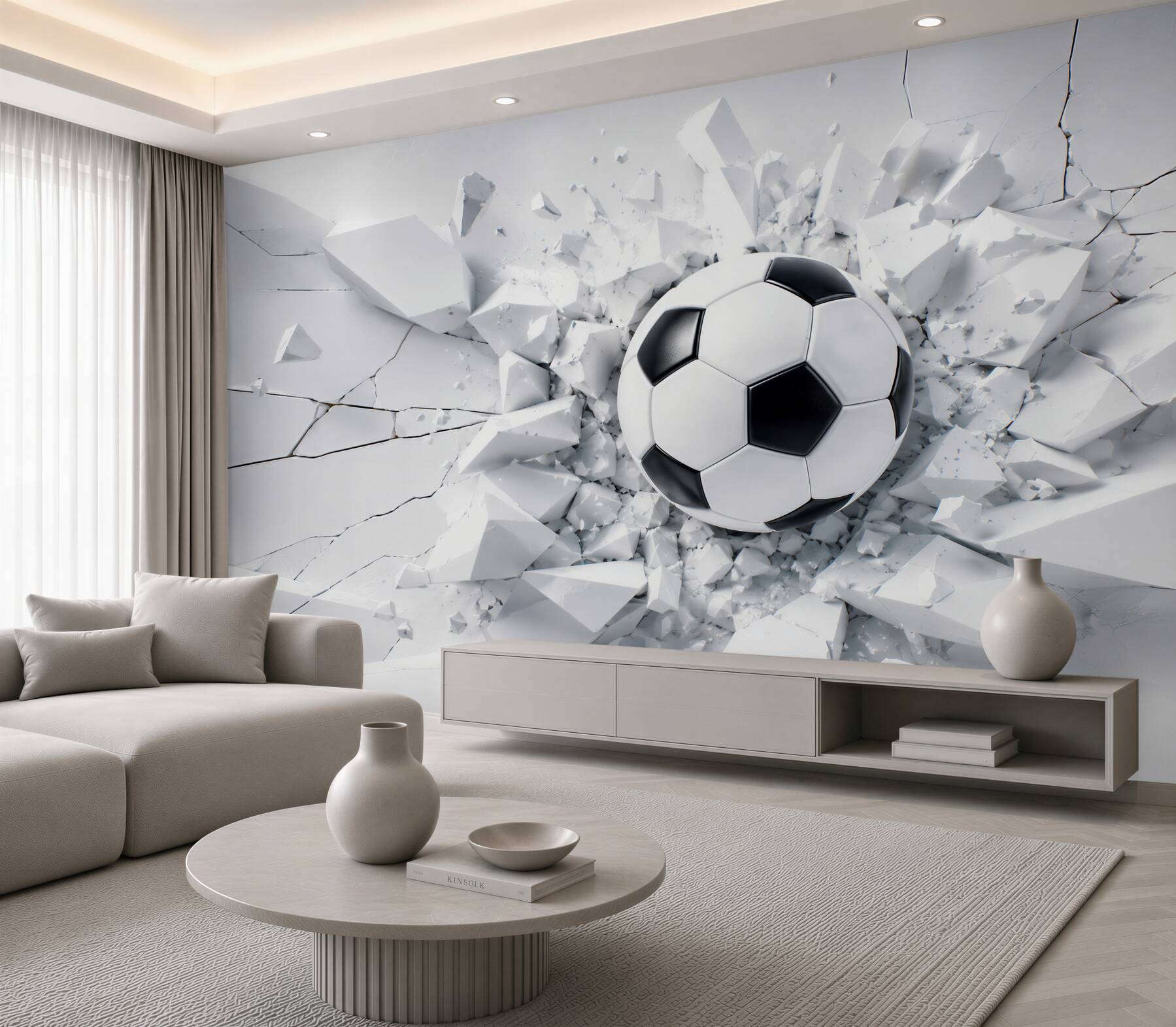 Papier peint ballon de football 3D dans un style sportif moderne