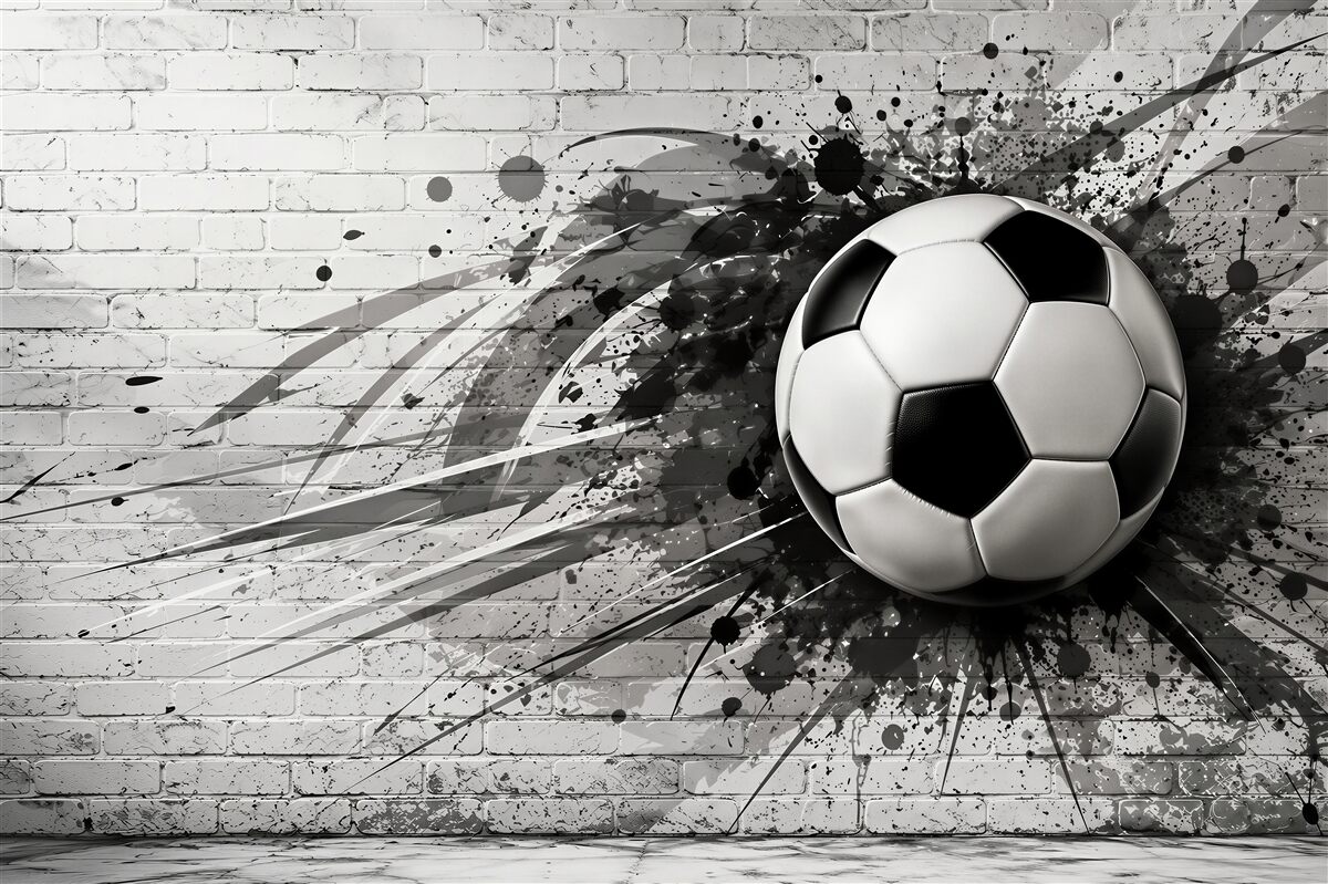 Papier peint ballon de football sur brique blanche moderne sportive