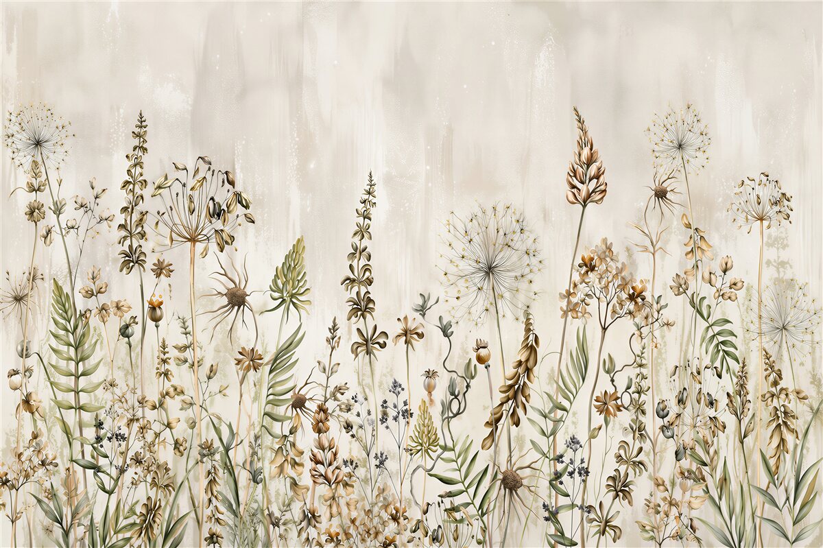 Papier peint Illustration de fleurs des champs
