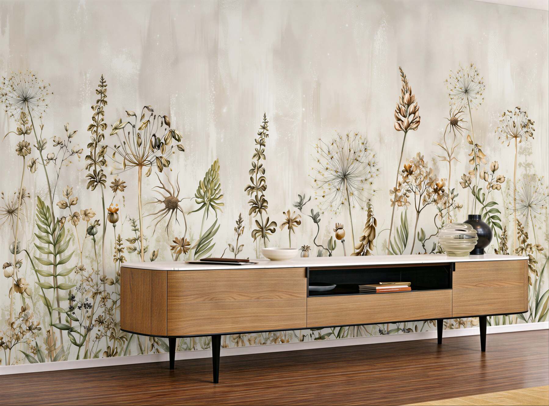 Papier peint Illustration de fleurs des champs