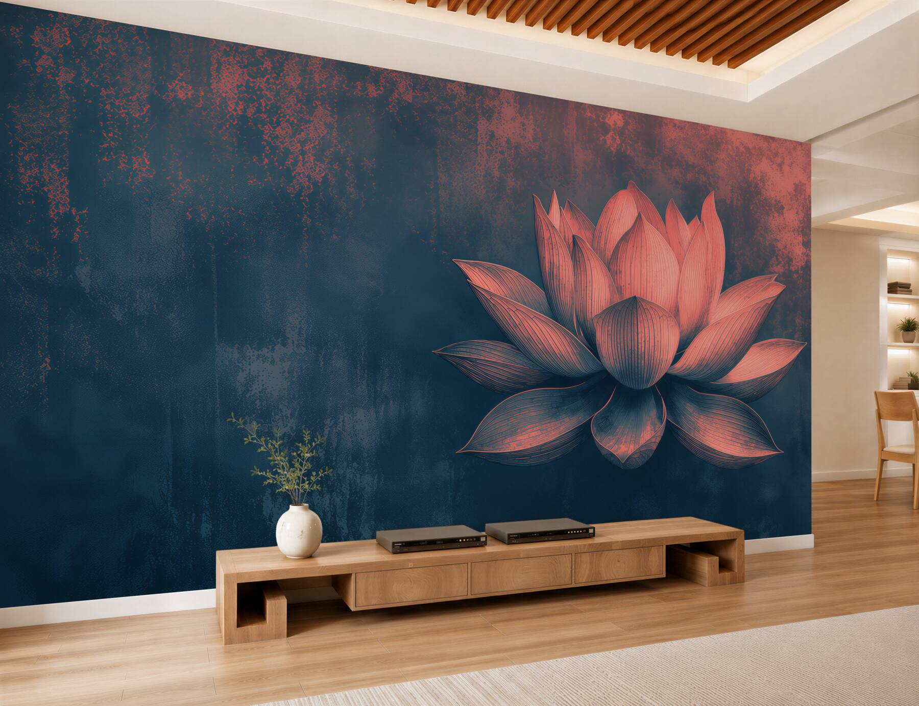 Papier peint fleur de lotus rose sur une surface d'eau calme
