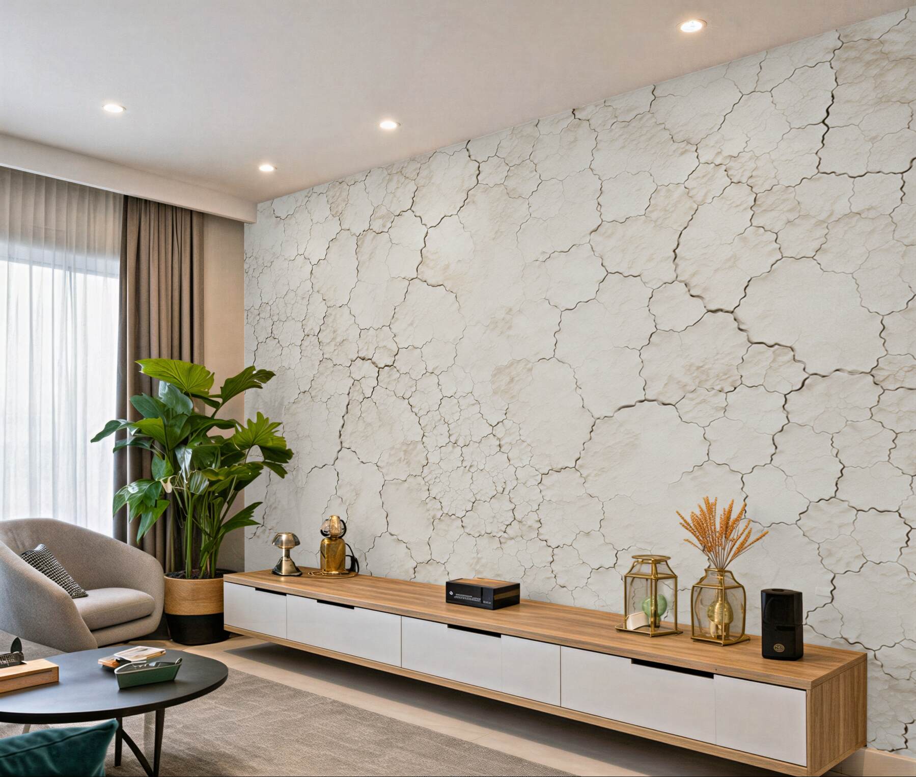 Papier peint marbre clair beige élégance subtile pour salon