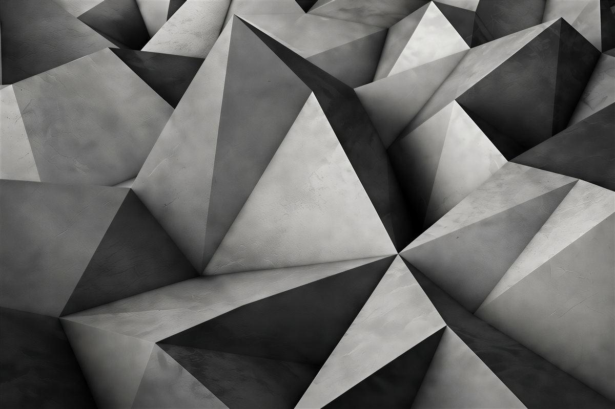 Papier peint grands triangles gris volumineux