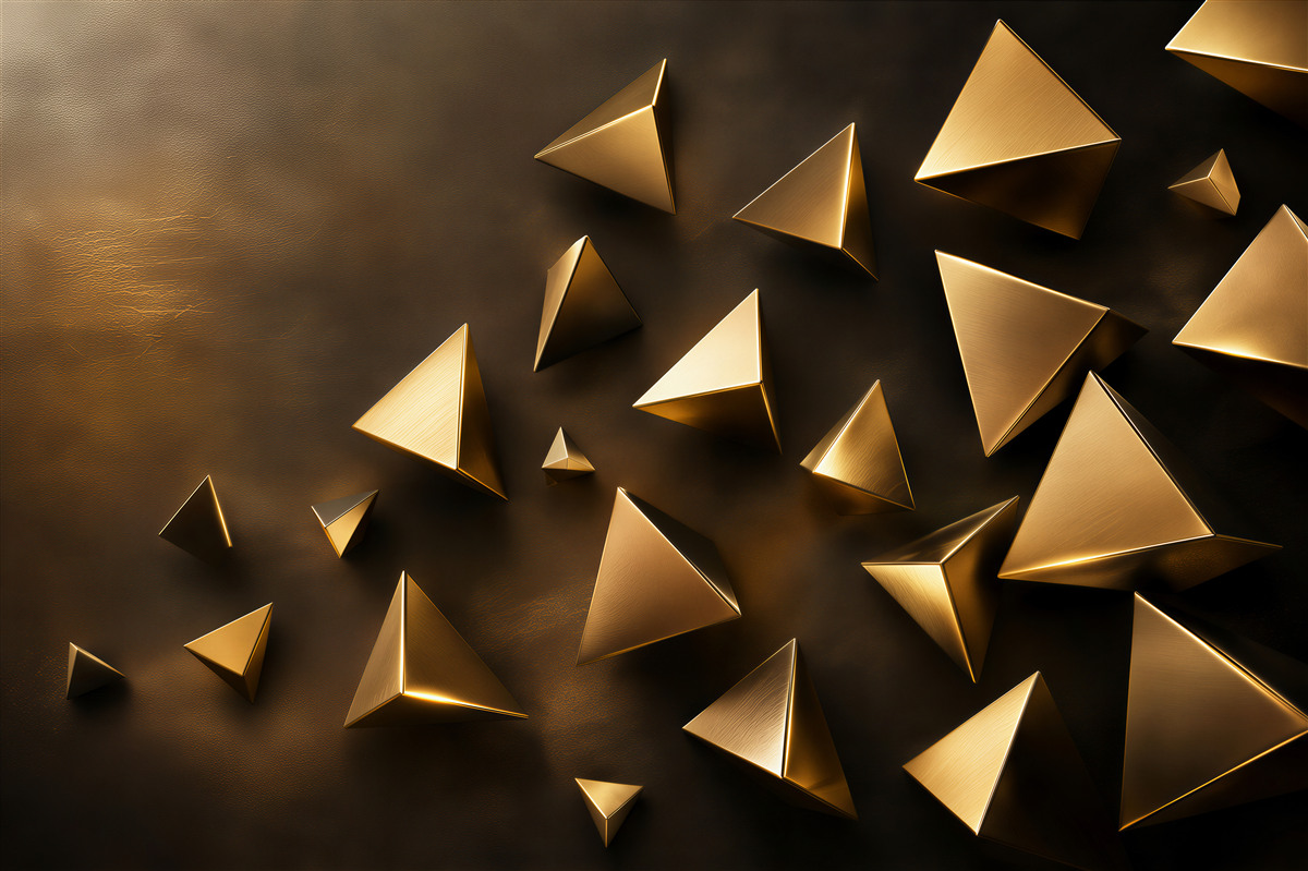 Papier peint petits triangles dorés volumineux