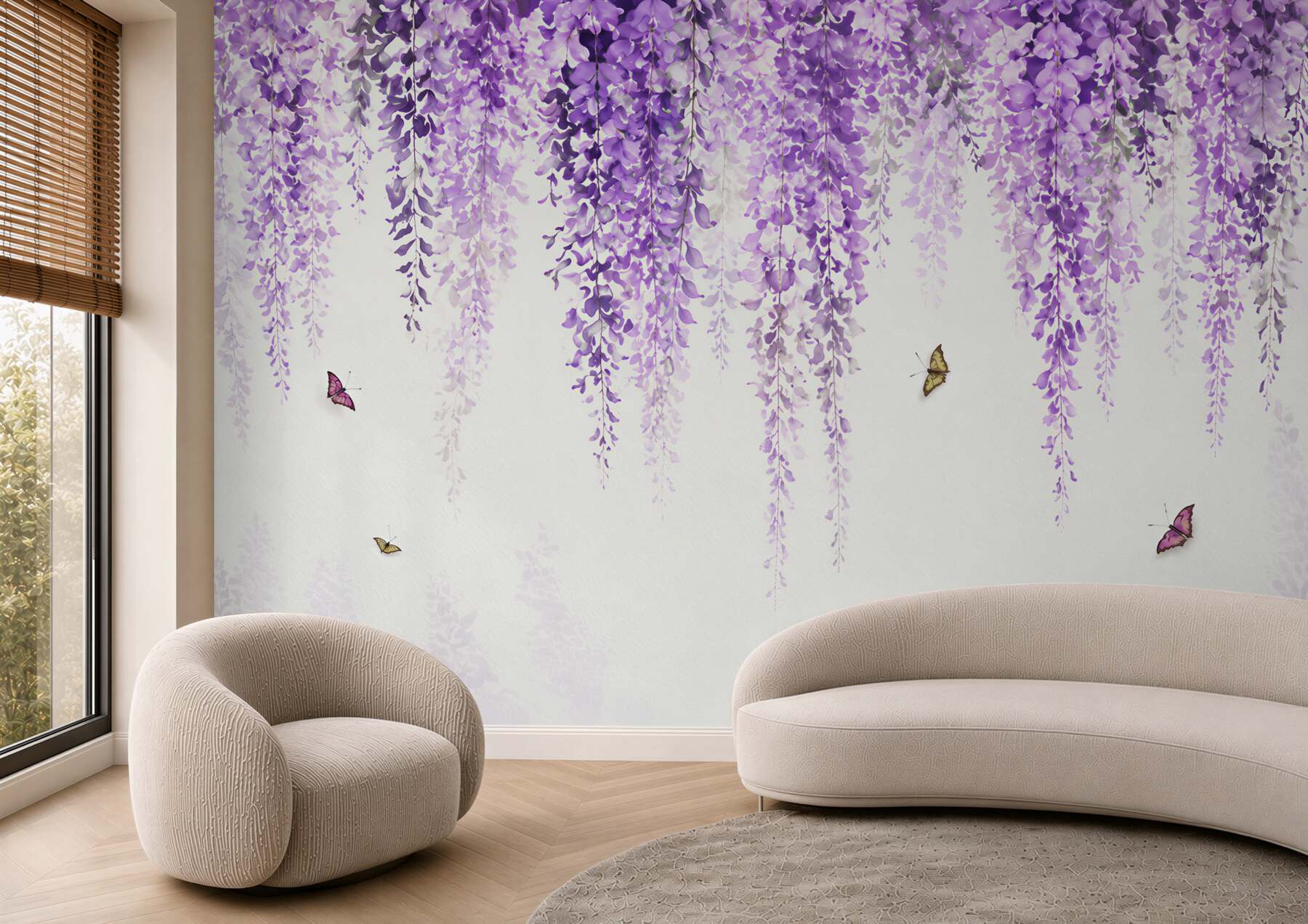 Papier peint fleurs de lilas dans le reflet de l'eau