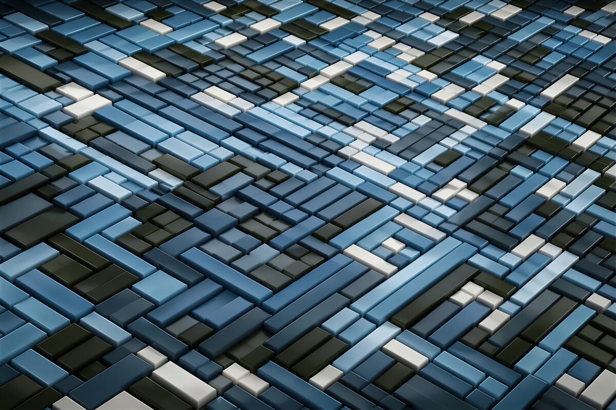 Papier peint rectangles géométriques vert et bleu moderne 3D
