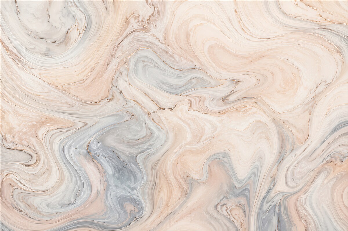 Papier peint marbre pastel crème et rose avec des vagues grises subtil